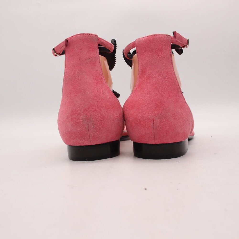 Hermes Paris Women's Eu Size 39.5 Flat Pink Suede Sandals Buckle Italy - Picture 5 of 10